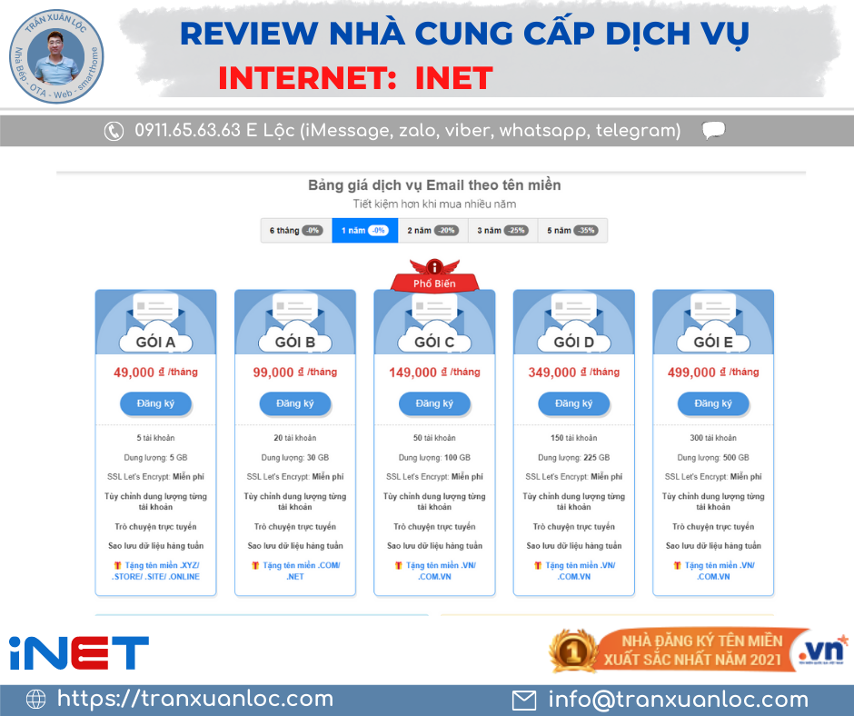 Txl Review Nha Cung Cap Dich Vu Internet Inet Email Theo Ten Mien