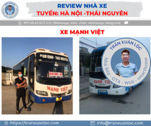 Xe khách Mạnh Việt tuyến Nam Định Thái Nguyên