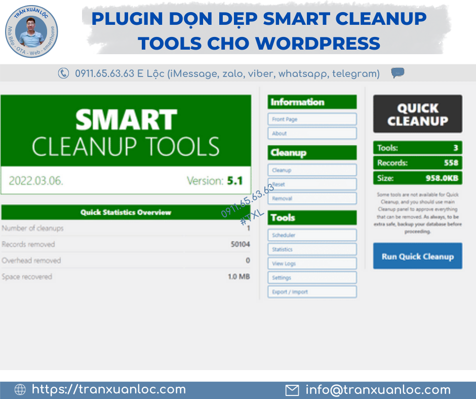 Txl Dang Bai Plugin Dọn Dẹp Smart Cleanup Tools Cho Wordpress